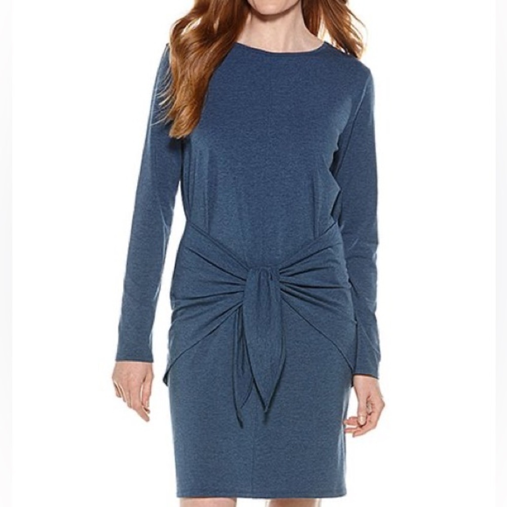 NWT Coolibar Women’s Tie Front Dress, Blue, UPF 50+ Sun Protection, size xs